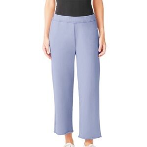 Eileen Fisher 3X French Terry Crop Straight Pant Purple wide 100% cotton